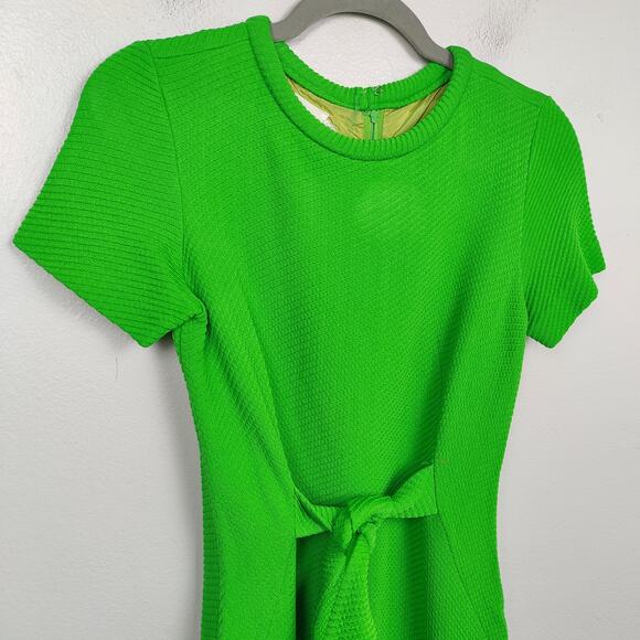 Vintage 60s Bobbie Brooks Dress Womens XS Lime Green Tie Waist Mod Retro FLAWS - Picture 2 of 10